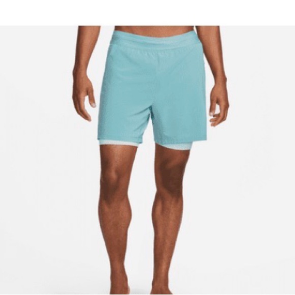 Nike Men's Soft Lined Light Blue Yoga Shorts - Large